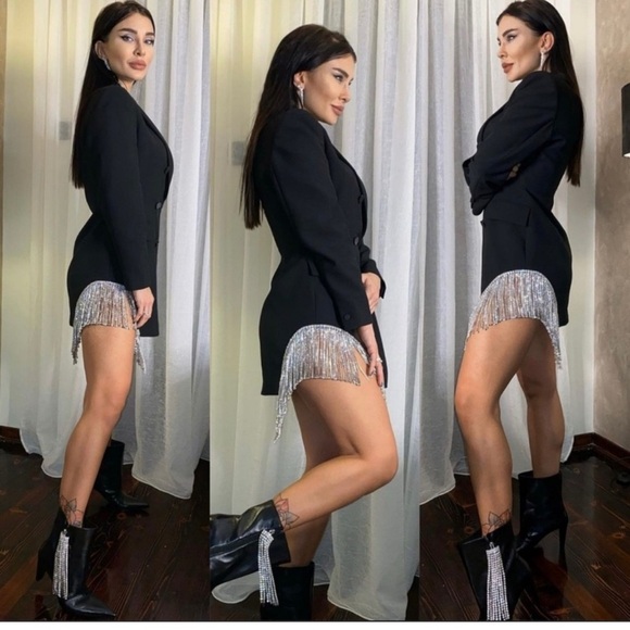 Zara Black Double-Breasted Women's Blazer Dress Size Small - Picture 7 of 8